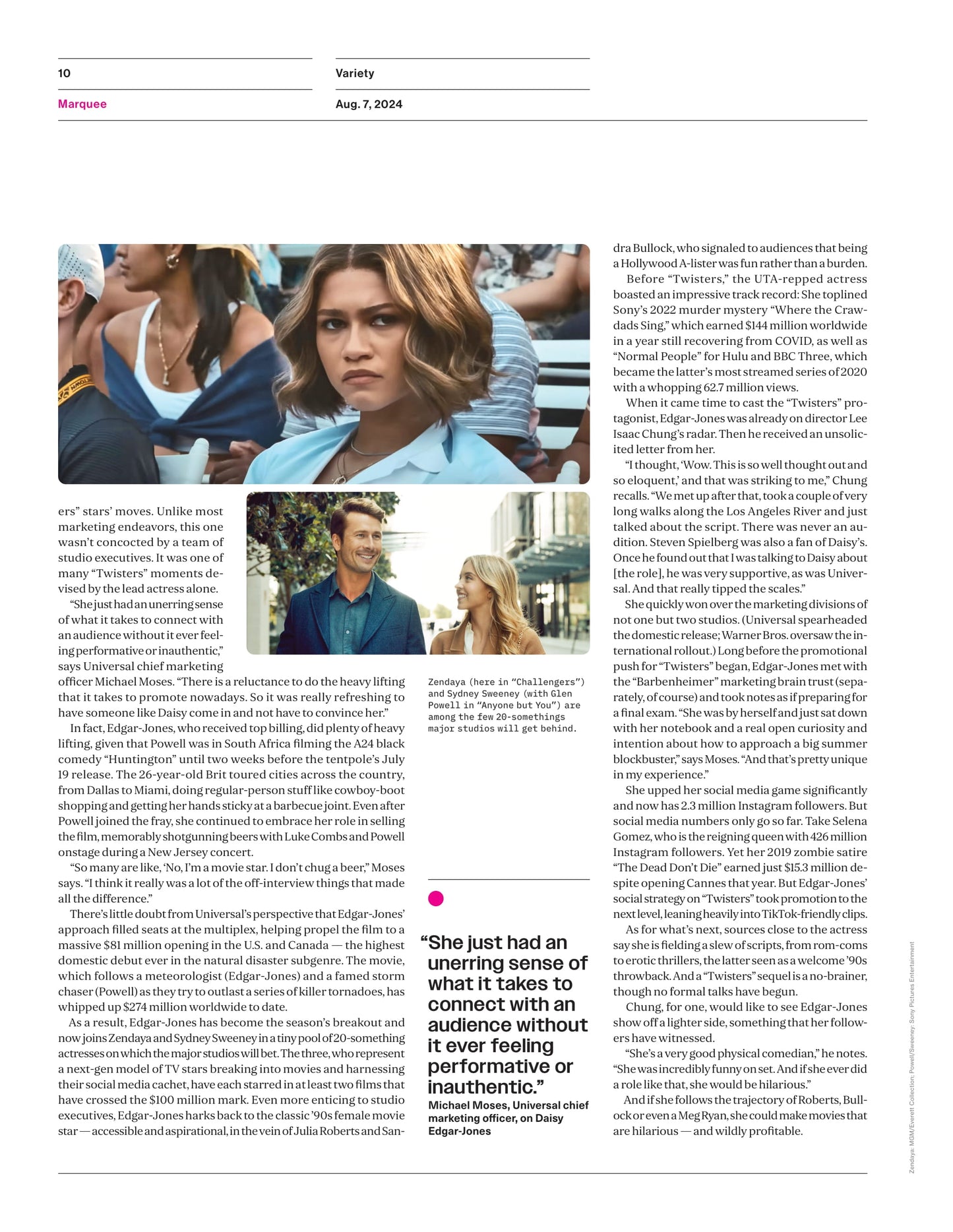 Variety - 24.08.07 Edition: Power Of Young Hollywood Featuring Sabrina Carpenter, Sadie Sink & Marcello Hernández, Daisey Edgar-Jones Joins A-list Actresses, Ariana Grande & Tom Cruise At The Olympics