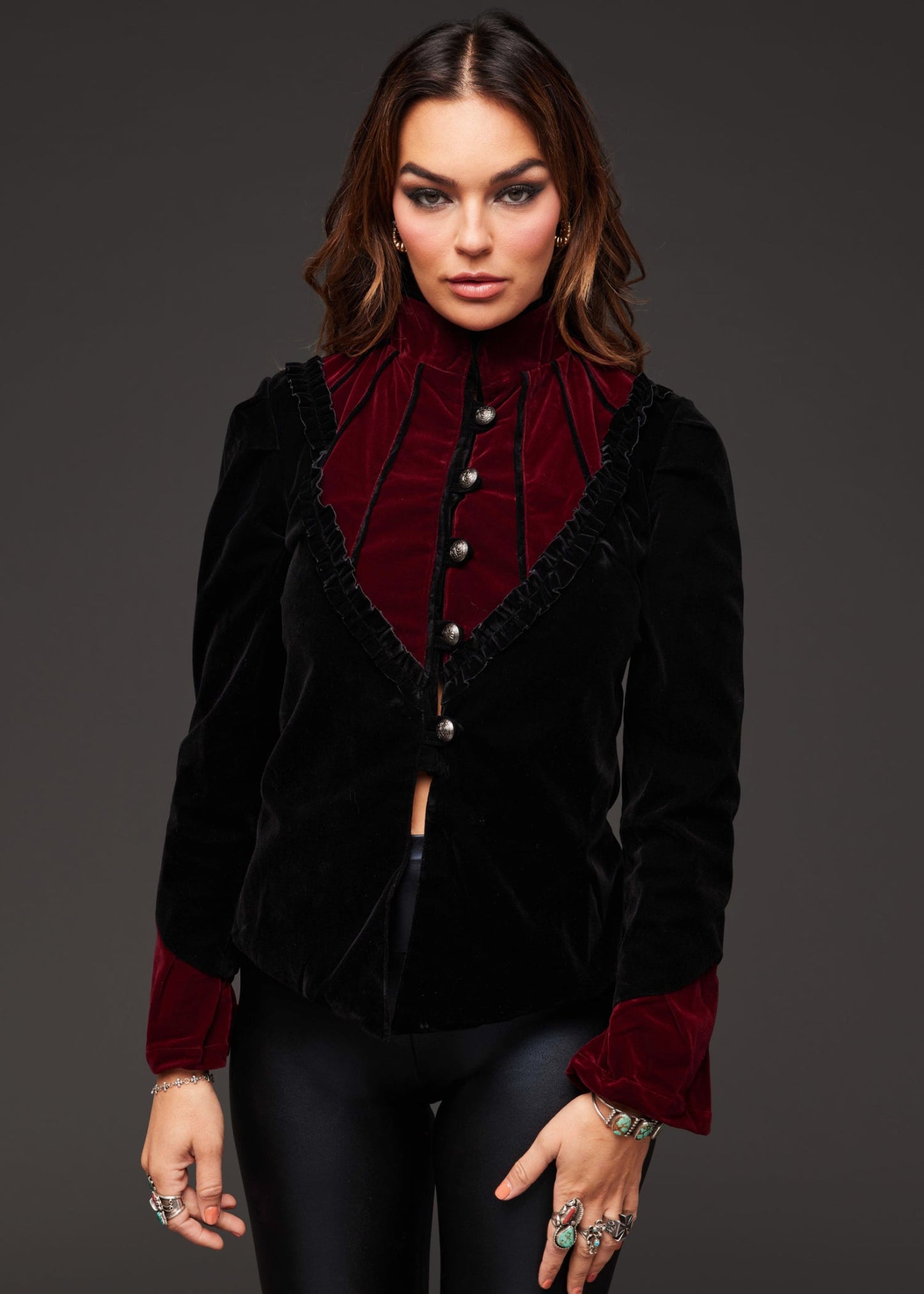 Midnight Hour Velvet Vampire Collar Jacket