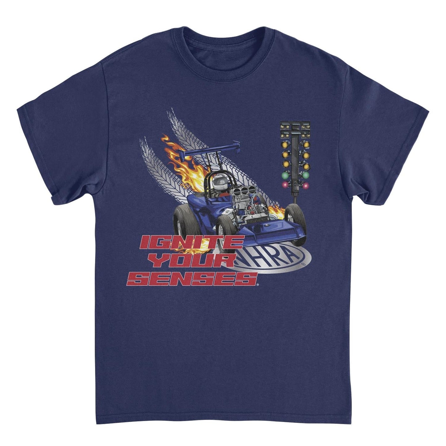 NHRA Ignite Your Senses Mens T Shirt Navy Blue Officially Licensed