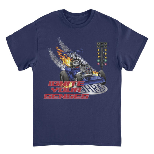 NHRA Ignite Your Senses Mens T Shirt Navy Blue Officially Licensed