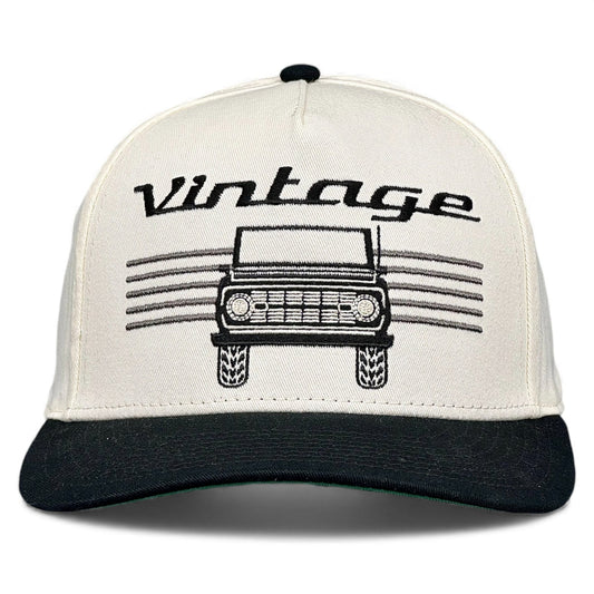 Vintage Modern Snapback Hat - Cream/Black