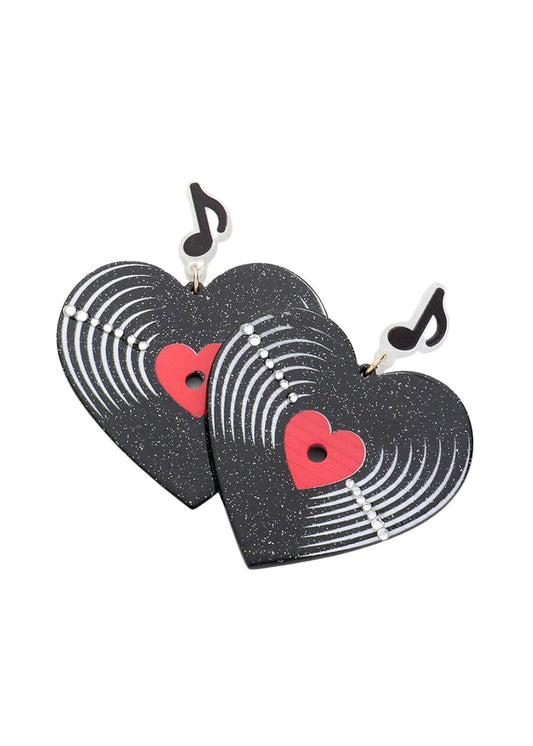 Let The Music Play Vinyl Record Dangle Earrings