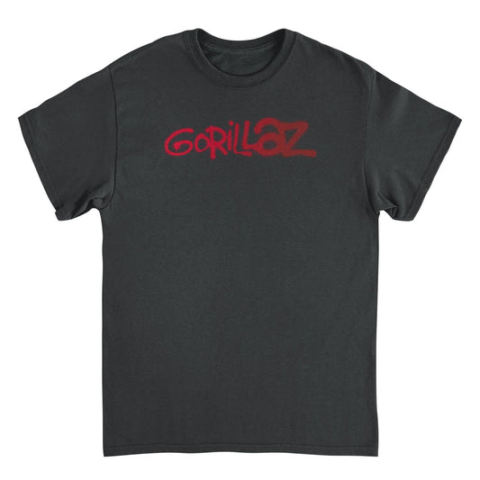 GORILLAZ Logo Graffiti Red Logo Mens T Shirt Black Officially Licensed