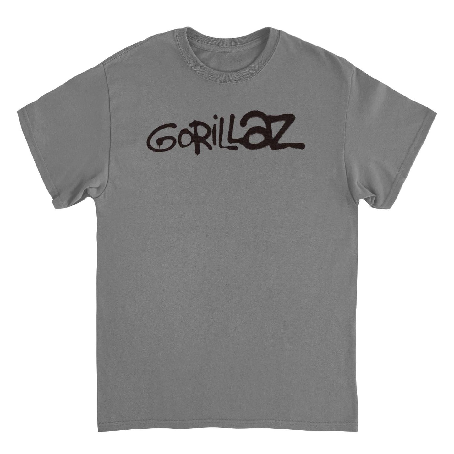 GORILLAZ Logo Graffiti Black Logo Mens T Shirt Charcoal Officially Licensed