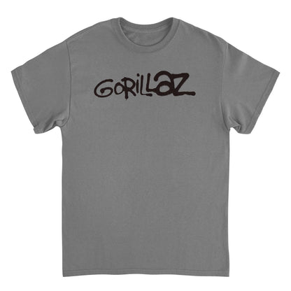 GORILLAZ Logo Graffiti Black Logo Mens T Shirt Charcoal Officially Licensed