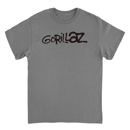 GORILLAZ Logo Graffiti Black Logo Mens T Shirt Charcoal