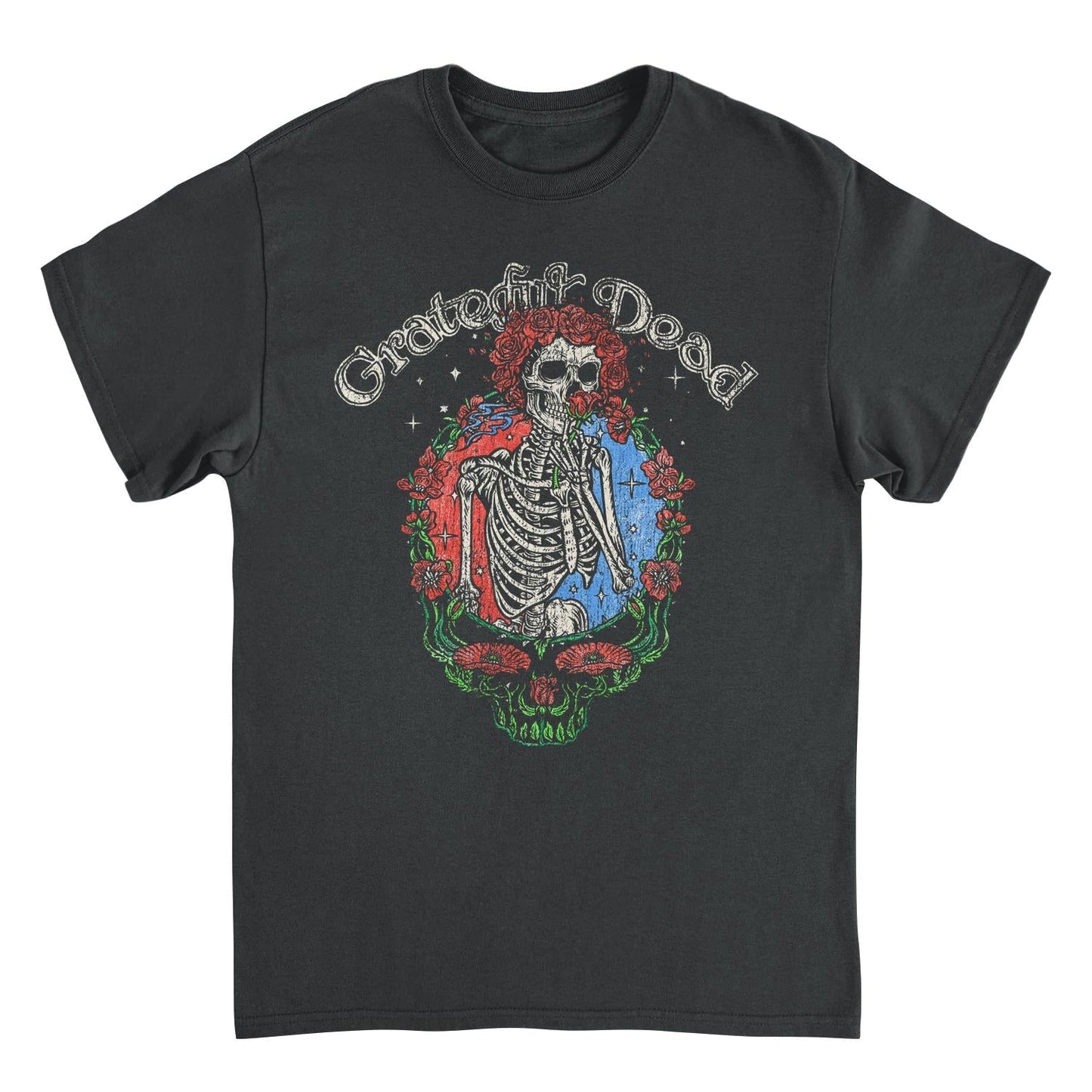 Grateful Dead Floral Stealie Mens T Shirt Black