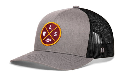 Washington DC Trucker Hat  |  Black WAS X Football Snapback
