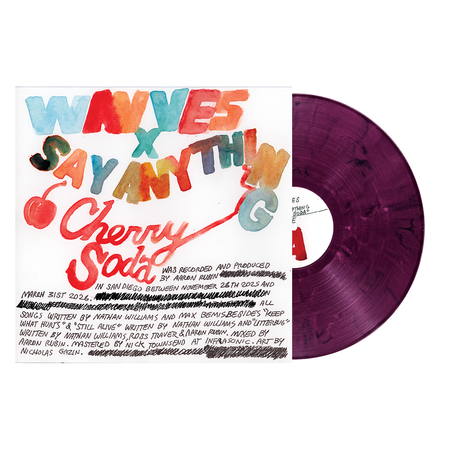 PRE-ORDER Wavves X Say Anything - Cherry Soda [Eco Purple-Pink LP] [Vinyl] Vinyl Record