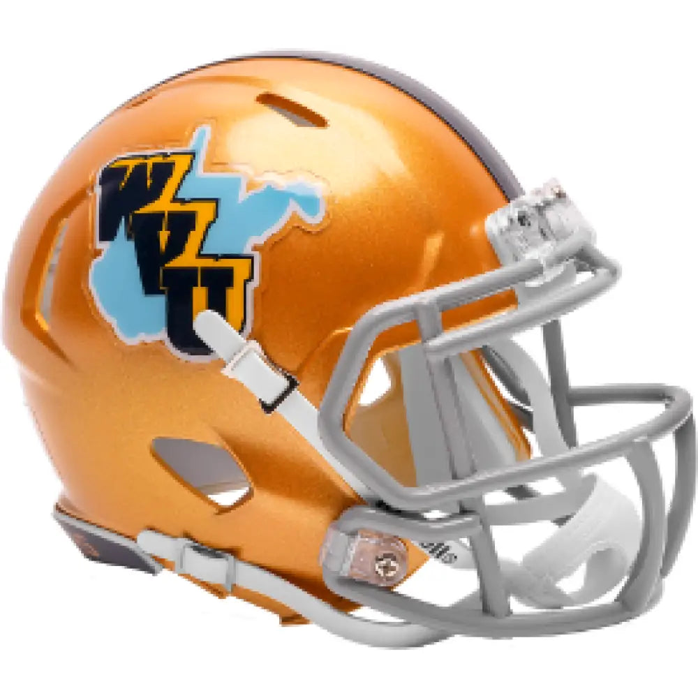 West Virginia Mountaineers NCAA Mini Speed Football Helmet Gold Throwback-NCAA