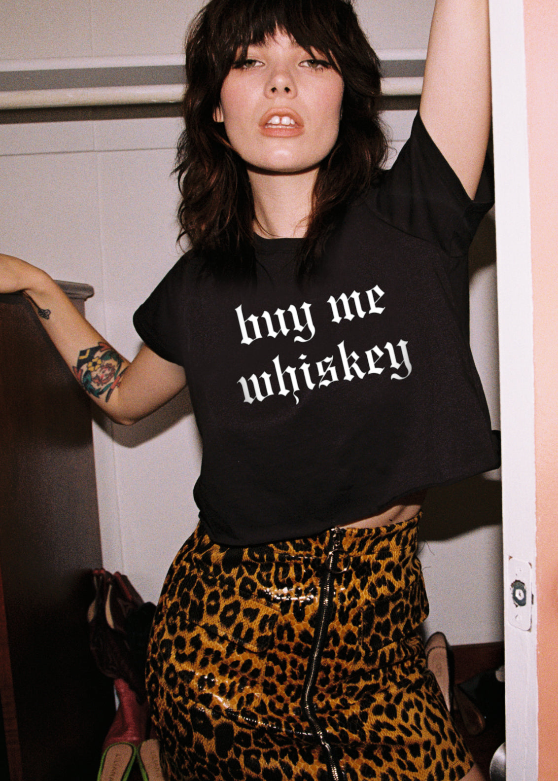 Cropped Buy Me Whiskey Rock n Roll Tee