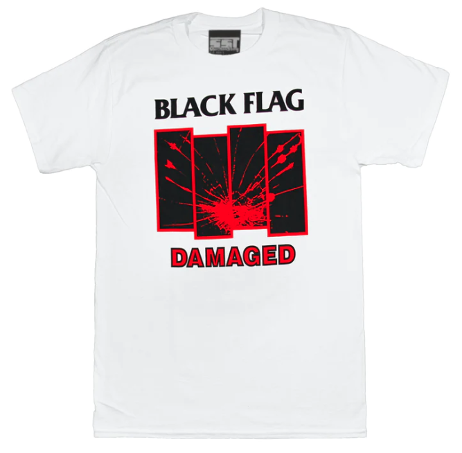 Black Flag Damaged Logo White [T-Shirt]