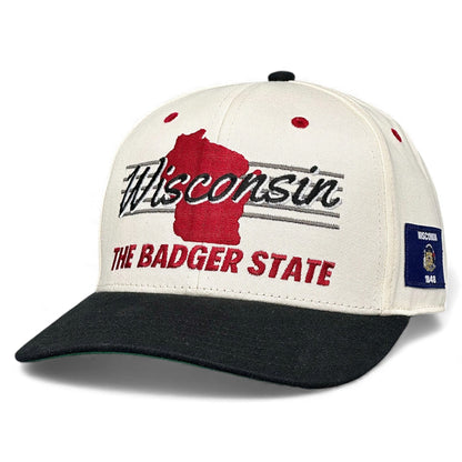 Wisconsin Snapback Hat - The Watt (Cream/Black)