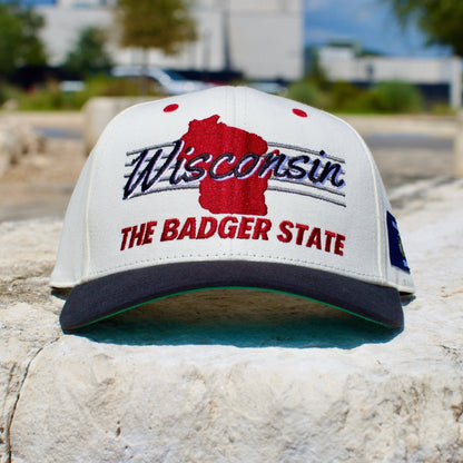 Wisconsin Snapback Hat - The Watt (Cream/Black)