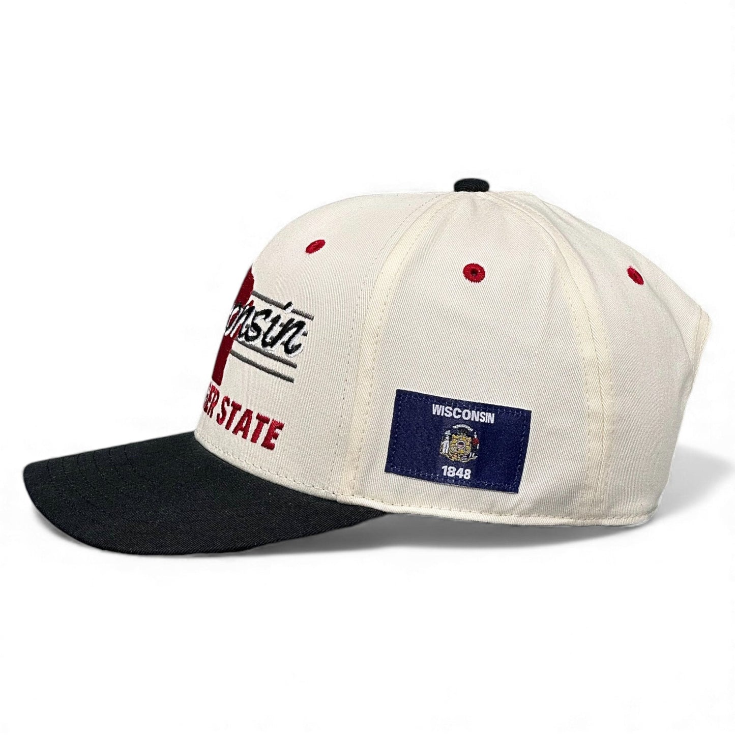 Wisconsin Snapback Hat - The Watt (Cream/Black)