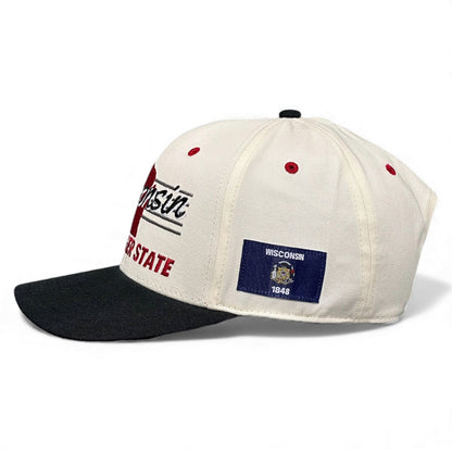Wisconsin Snapback Hat - The Watt (Cream/Black)