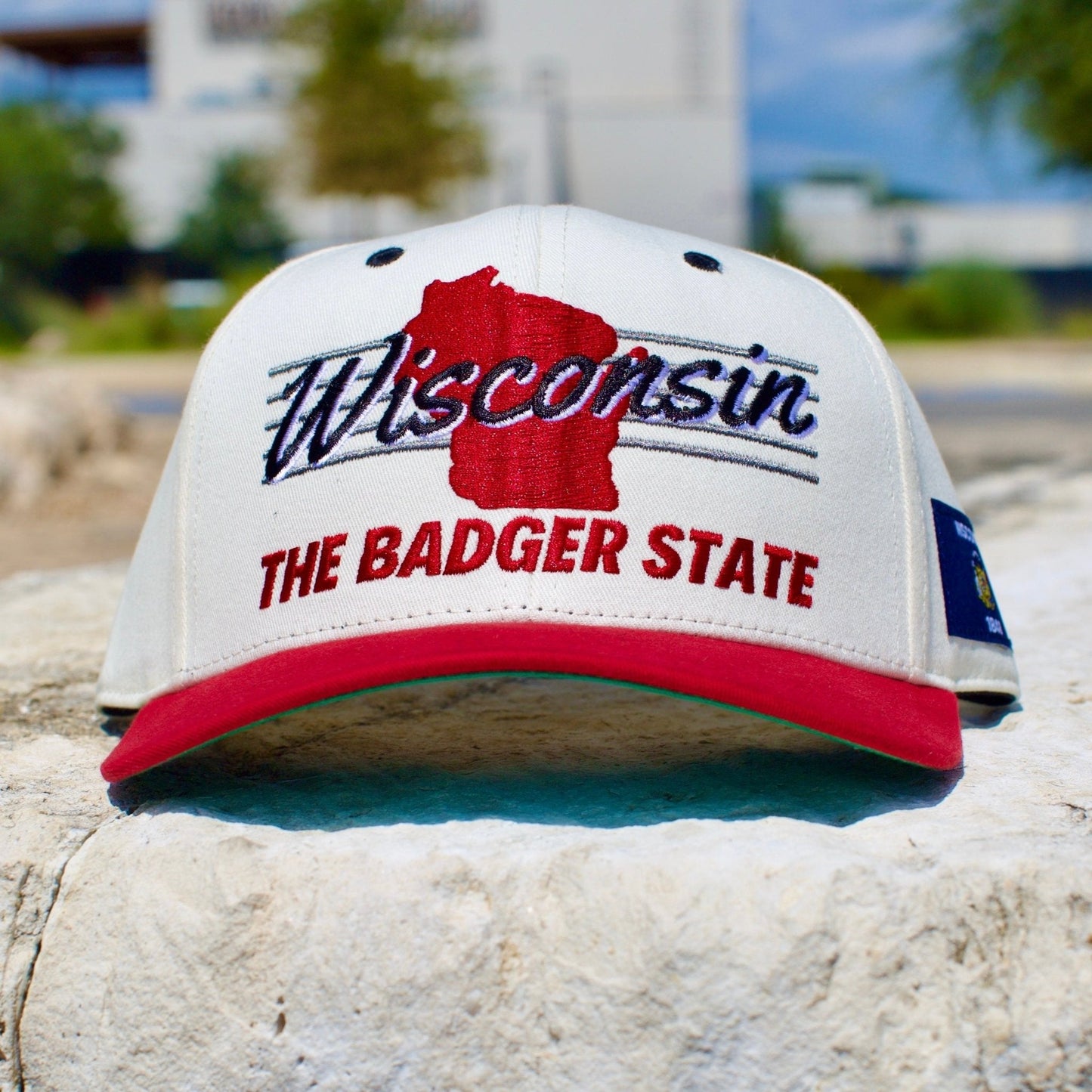 Wisconsin Snapback Hat - The Watt (Cream/Red)