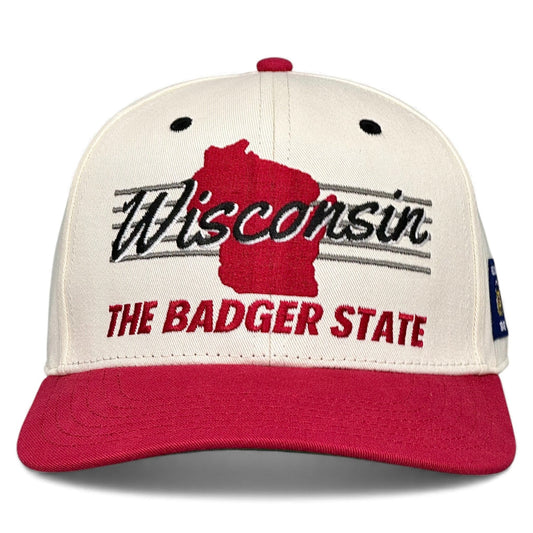 Wisconsin Snapback Hat - The Watt (Cream/Red)