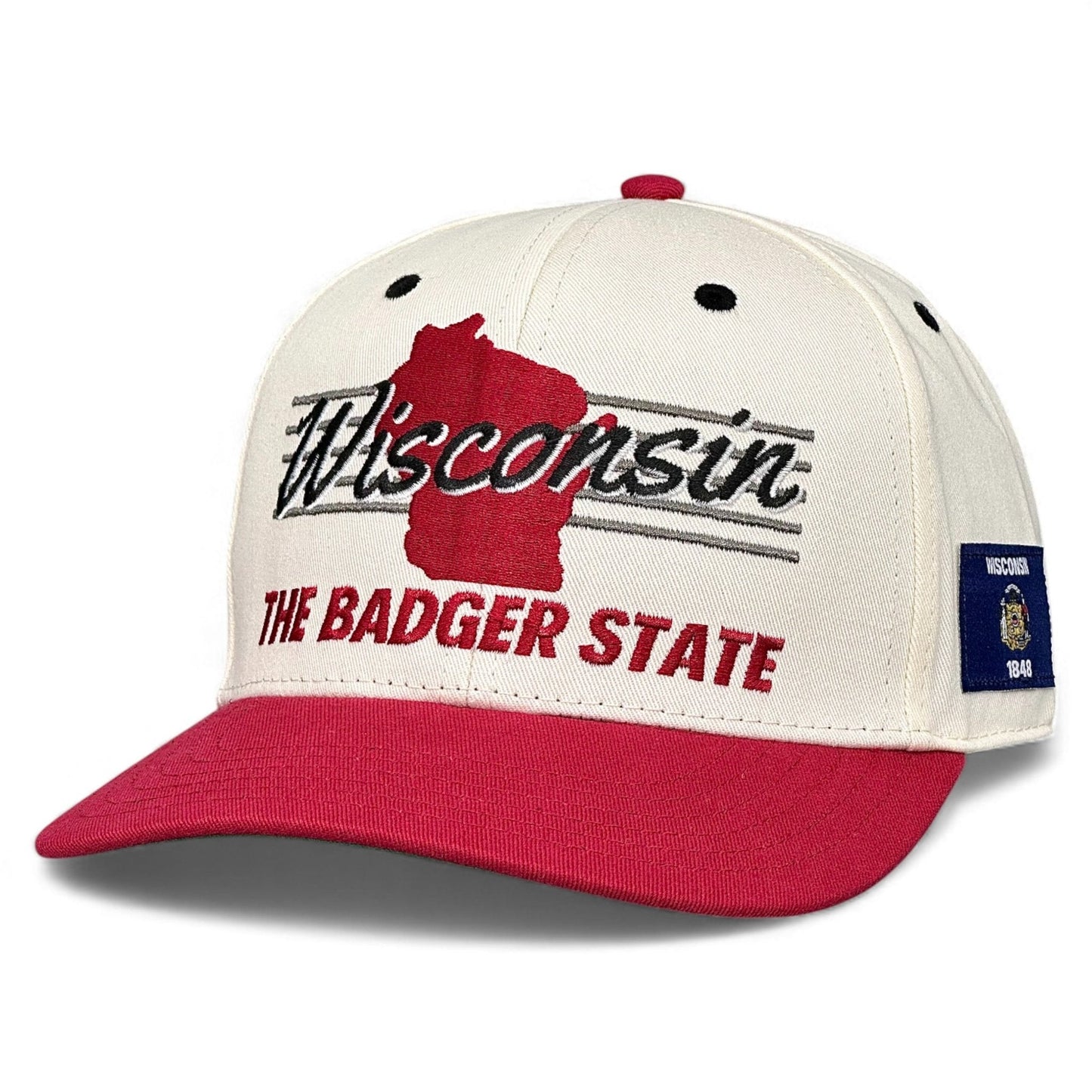 Wisconsin Snapback Hat - The Watt (Cream/Red)