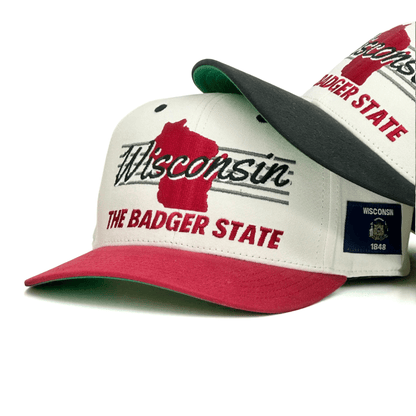 Wisconsin Snapback Hat - The Watt (Cream/Red)