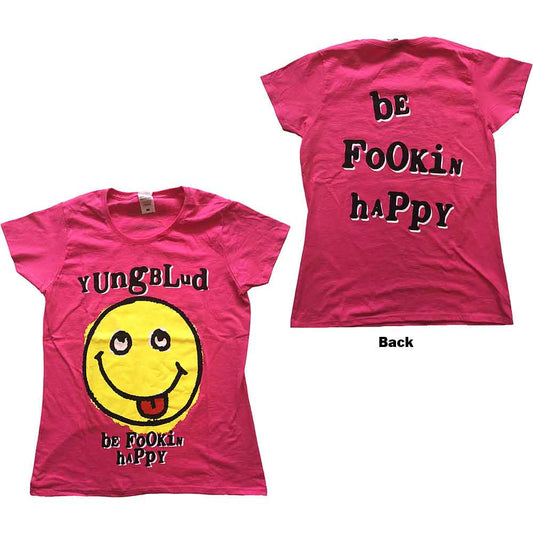 Yungblud Raver Smile Officially Licensed Womens T Shirt Pink