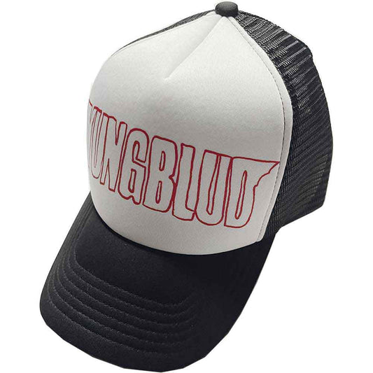 Yungblud Red Logo Outline Trucker Officially Licensed Hat White Black