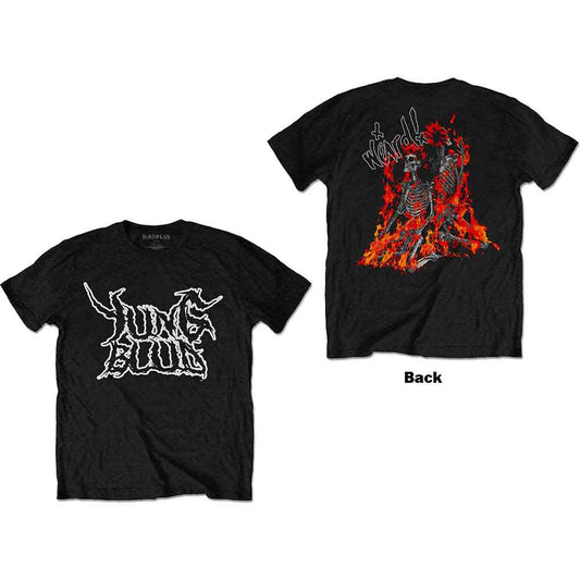 Yungblud Weird Flaming Skeletons T Shirt Black Officially Licensed