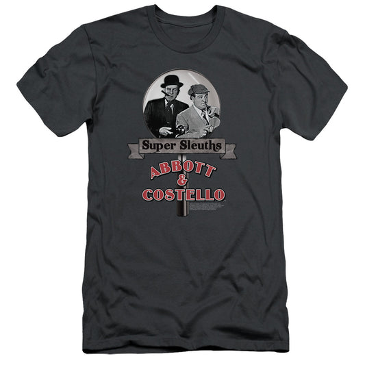 Abbott & Costello Super Sleuths Slim Fit Mens T Shirt Charcoal