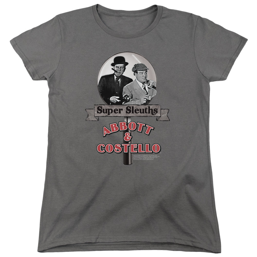 Abbott & Costello Super Sleuths Womens T Shirt Charcoal