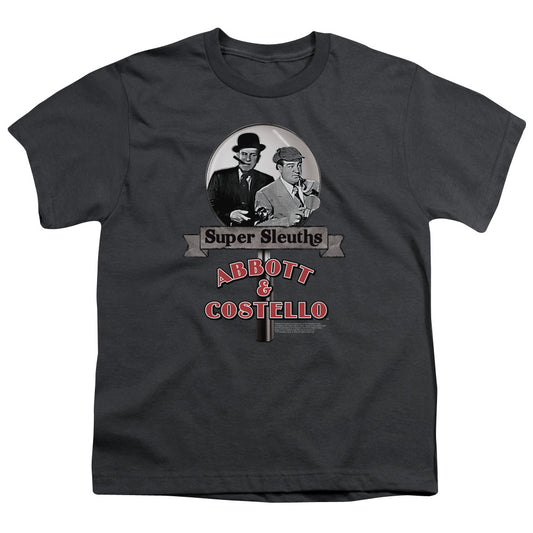 Abbott & Costello Super Sleuths Kids Youth T Shirt Charcoal