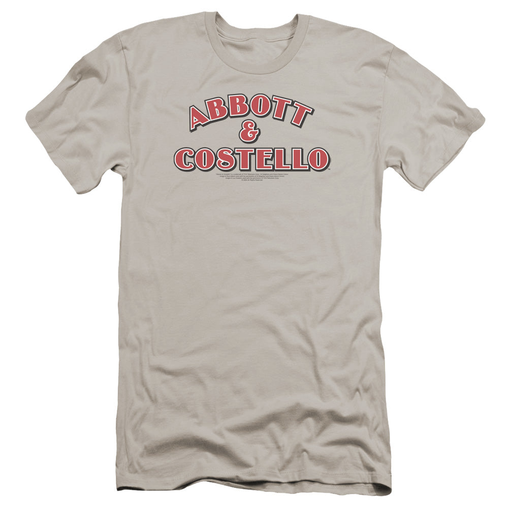 Abbott & Costello Logo Premium Bella Canvas Slim Fit Mens T Shirt Silver