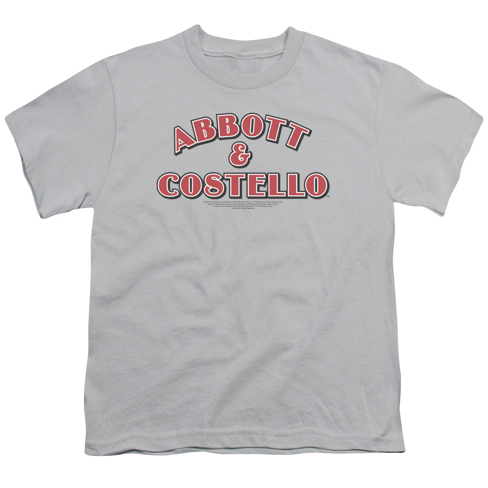 Abbott & Costello Logo Kids Youth T Shirt Silver