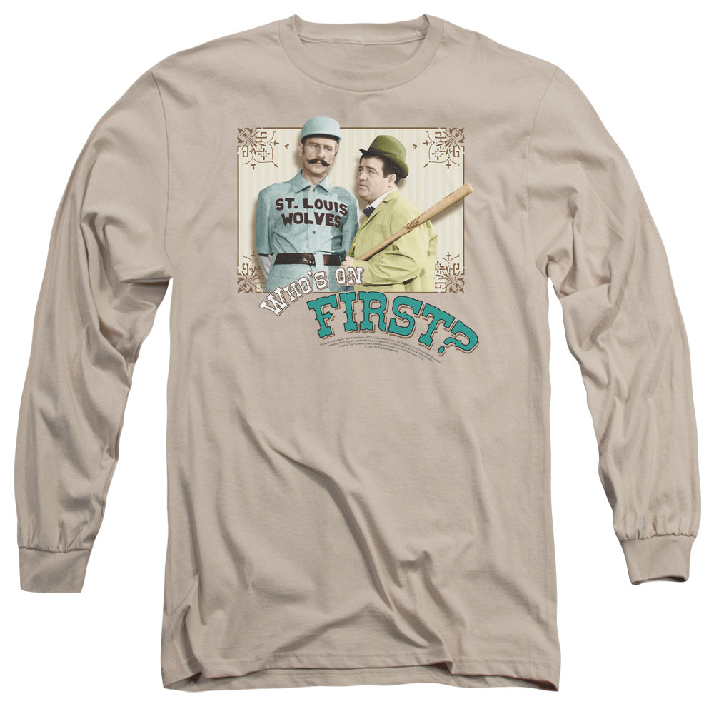 Abbott & Costello Whos On First Mens Long Sleeve Shirt Sand