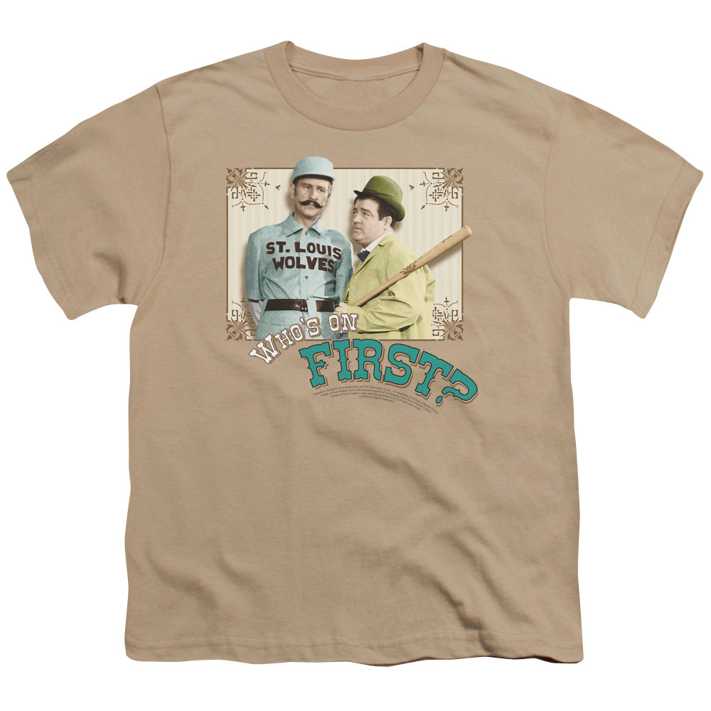 Abbott & Costello Whos On First Kids Youth T Shirt Sand