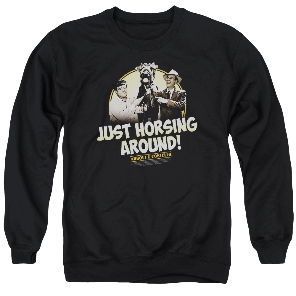 Abbott & Costello Horsing Around Mens Crewneck Sweatshirt Black