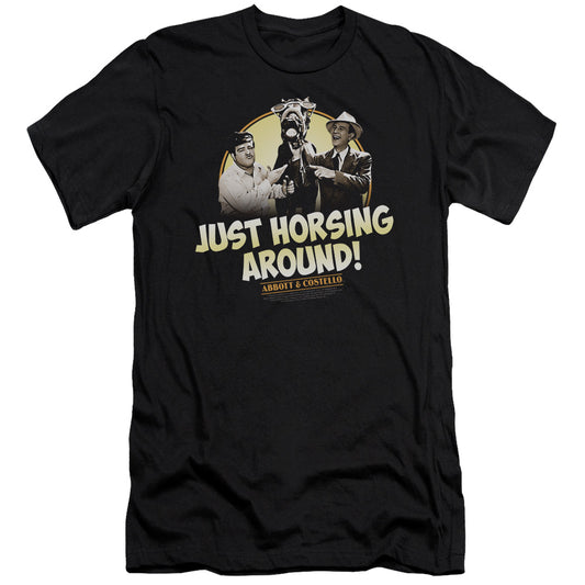 Abbott & Costello Horsing Around Slim Fit Mens T Shirt Black