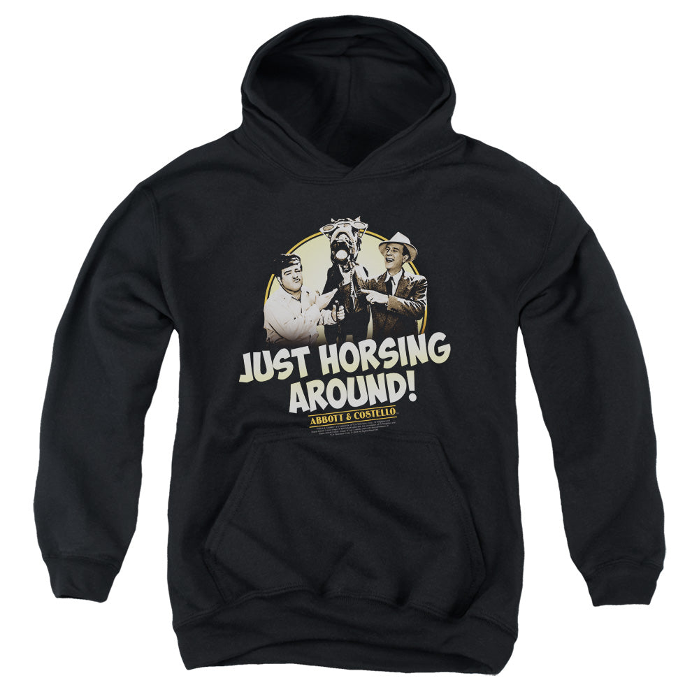 Abbott & Costello Horsing Around Kids Youth Hoodie Black