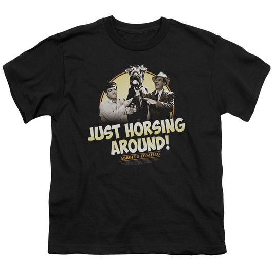 Abbott & Costello Horsing Around Kids Youth T Shirt Black