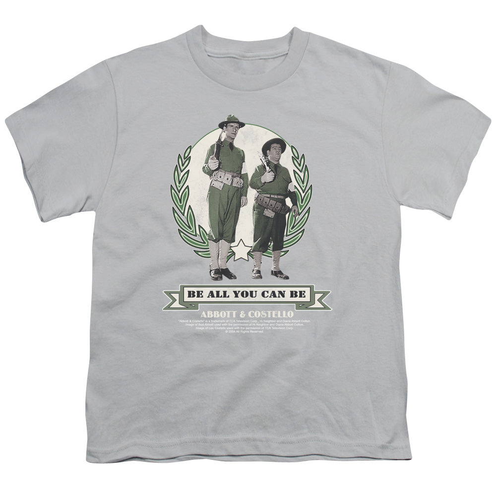 Abbott & Costello Be All You Can Be Kids Youth T Shirt Silver