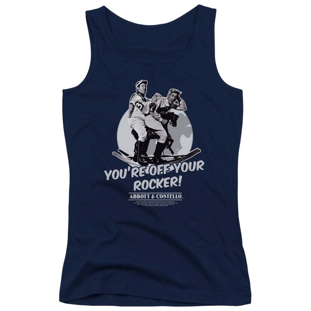 Abbott & Costello Off Your Rocker Womens Tank Top Shirt Navy Blue