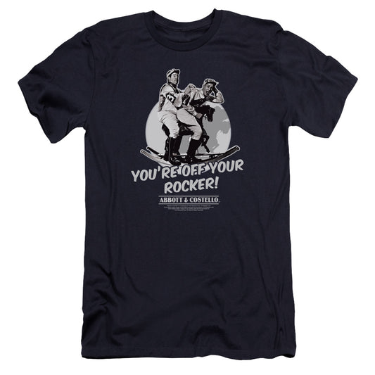 Abbott & Costello Off Your Rocker Premium Bella Canvas Slim Fit Mens T Shirt Navy Blue