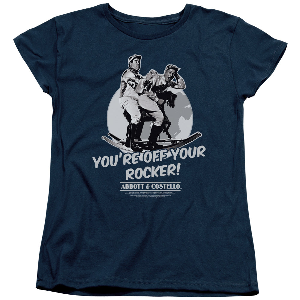 Abbott & Costello Off Your Rocker Womens T Shirt Navy Blue