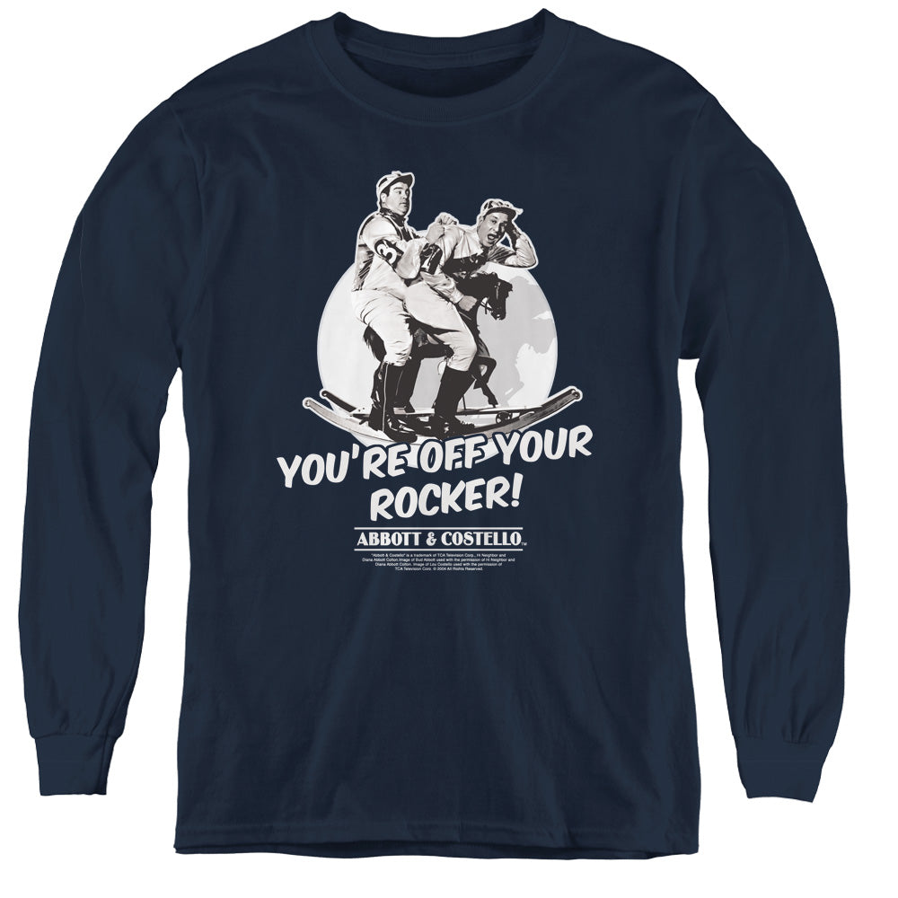 Abbott & Costello Off Your Rocker Long Sleeve Kids Youth T Shirt Navy Blue