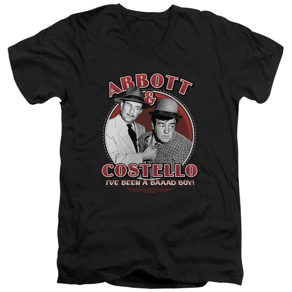 Abbott & Costello Bad Boy Mens Slim Fit V Neck T Shirt Black