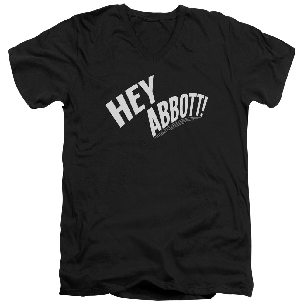 Abbott & Costello Hey Abbott Mens Slim Fit V Neck T Shirt Black