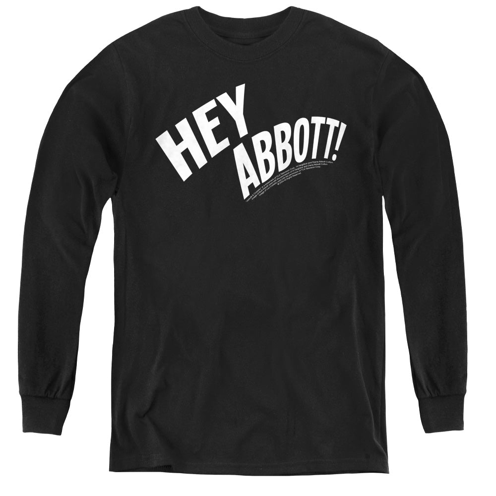 Abbott & Costello Hey Abbott Long Sleeve Kids Youth T Shirt Black