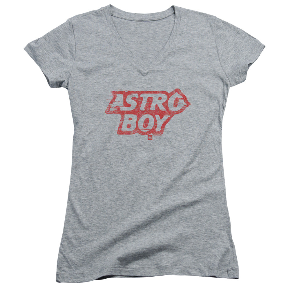 Astro Boy Logo Junior Sheer Cap Sleeve V Neck Womens T Shirt Athletic Heather