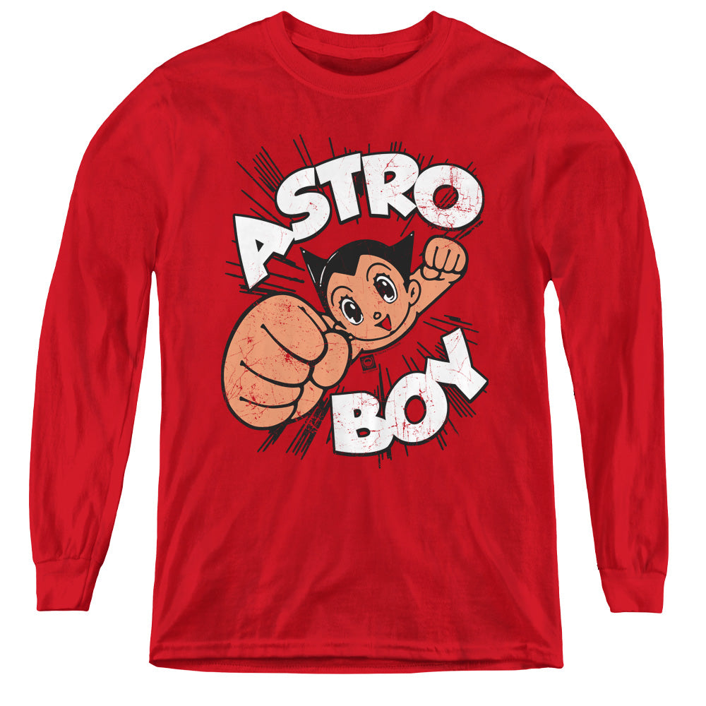 Astro Boy Flying Long Sleeve Kids Youth T Shirt Red