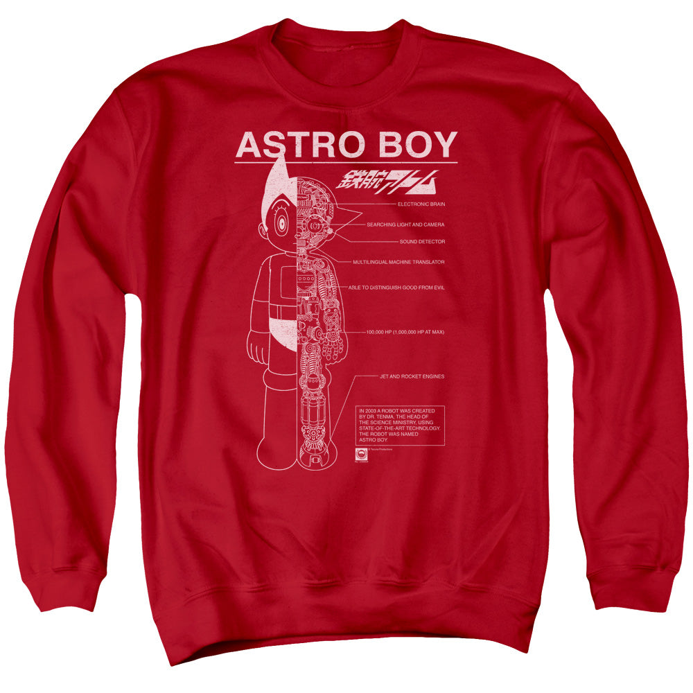 Astro Boy Schematics Mens Crewneck Sweatshirt Red