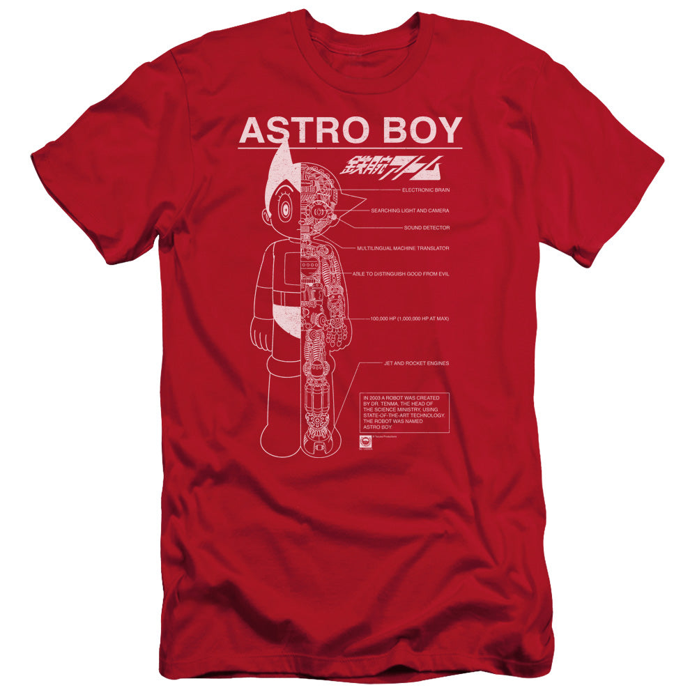 Astro Boy Schematics Slim Fit Mens T Shirt Red